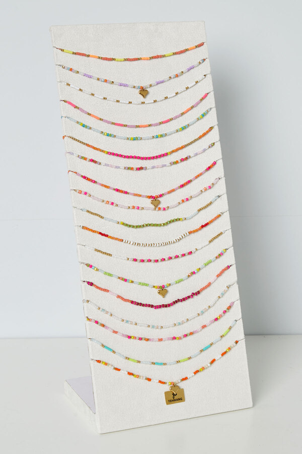Présentoir colliers de perles colorées - multi